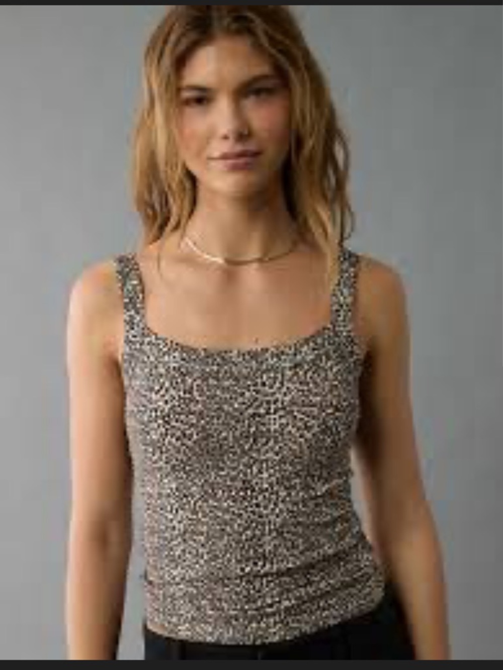 American Eagle Outfitters Leopard-Print Square Neck Crop Top - Brown & Black